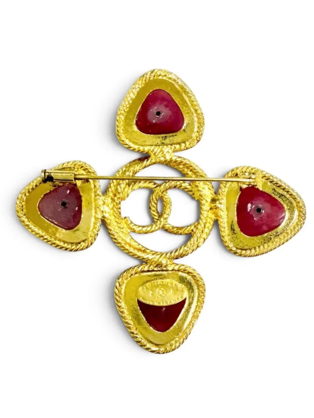 Chanel Cc Logo Brooch Gold-Tone Metal #343285C14B